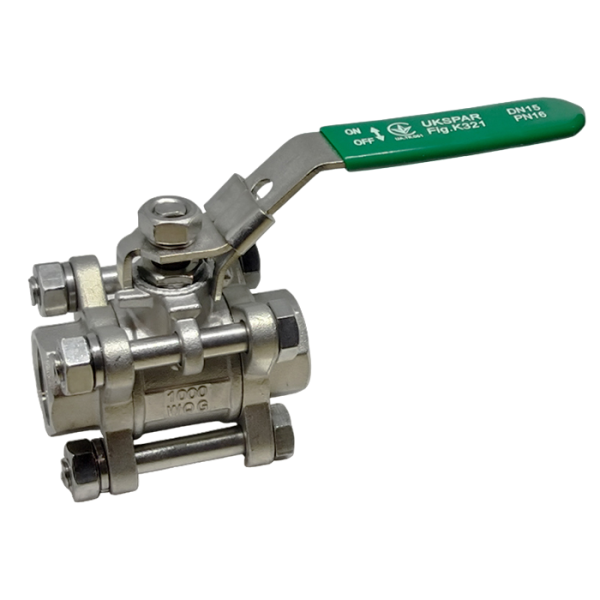 Кран шаровой трехсоставной муфтовый нержавеющий PN16, шар-нж сталь 304, PTFE